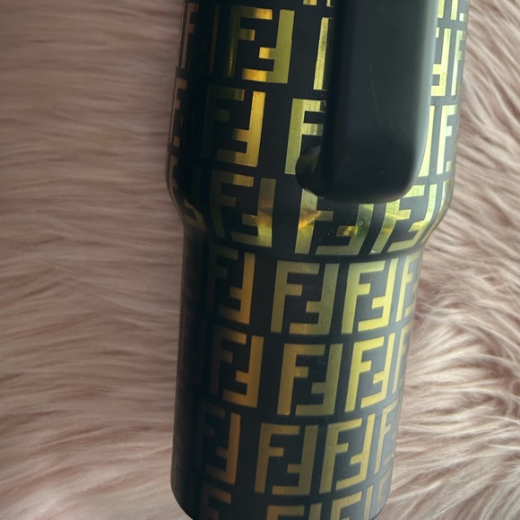 Lux Black Rainbow Multicolor 40oz Lazer Cut Travel Mug Workout Office Work - Picture 3 of 4